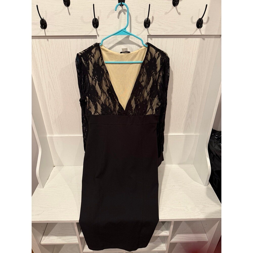 Venus black dress lacy v-neck size medium